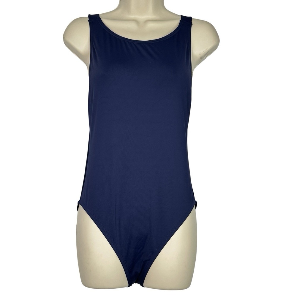 NWT Andie‎ The Montauk One Piece Swimsuit Navy Open Back Size Large Swimwear